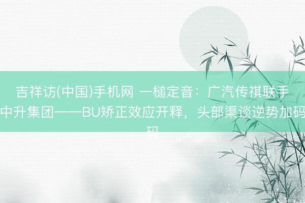 吉祥访(中国)手机网 一槌定音：广汽传祺联手中升集团——BU矫正效应开释，头部渠谈逆势加码