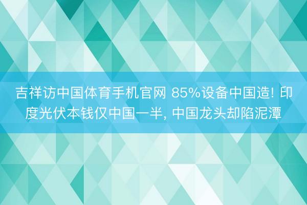 吉祥访中国体育手机官网 85%设备中国造! 印度光伏本钱仅中国一半， 中国龙头却陷泥潭