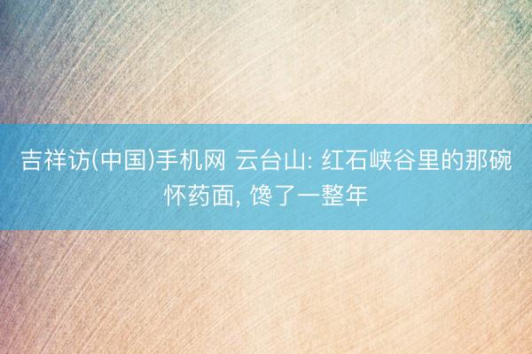 吉祥访(中国)手机网 云台山: 红石峡谷里的那碗怀药面, 馋了一整年