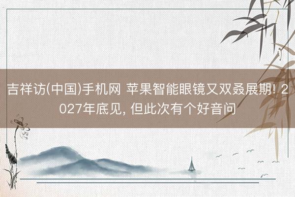 吉祥访(中国)手机网 苹果智能眼镜又双叒展期! 2027年底见, 但此次有个好音问