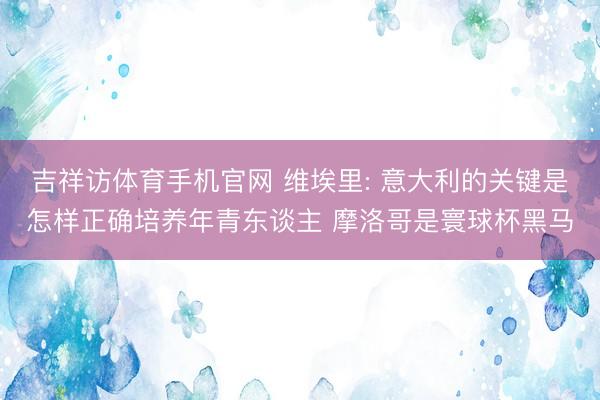 吉祥访体育手机官网 维埃里: 意大利的关键是怎样正确培养年青东谈主 摩洛哥是寰球杯黑马