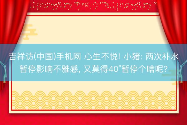 吉祥访(中国)手机网 心生不悦! 小猪: 两次补水暂停影响不雅感, 又莫得40°暂停个啥呢?