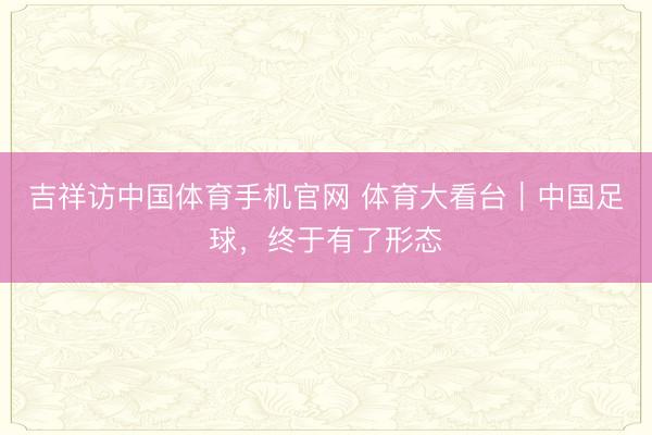 吉祥访中国体育手机官网 体育大看台｜中国足球，终于有了形态